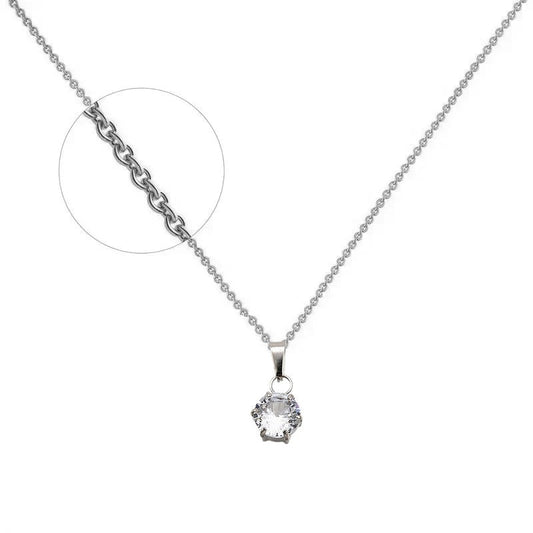 Collier chaîne et pendentif acier inoxydable zirconium serti