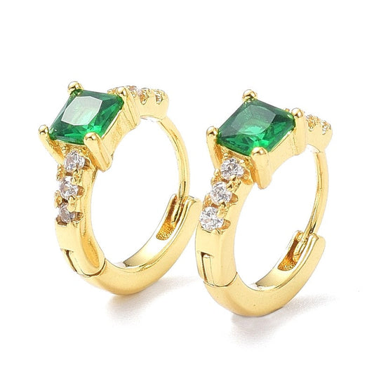 Boucles d'oreilles Créoles diamant CZ vert