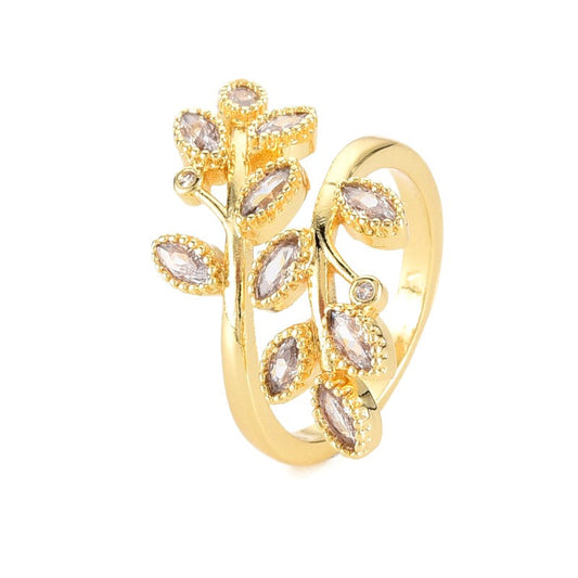 Bague femme réglable pétales de fleur diamant CZ