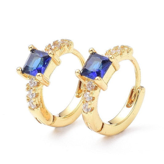 Boucles d'oreilles Créoles diamant CZ bleu