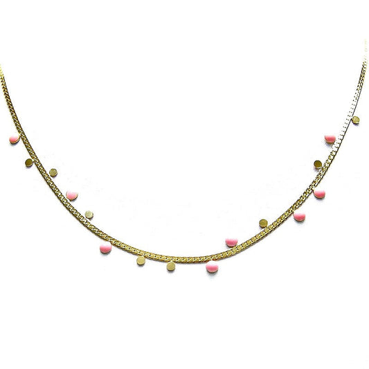 Collier acier inoxydable ras de cou rose