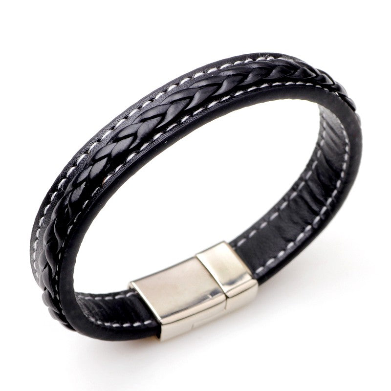 Bracelet acier inoxydable cuir