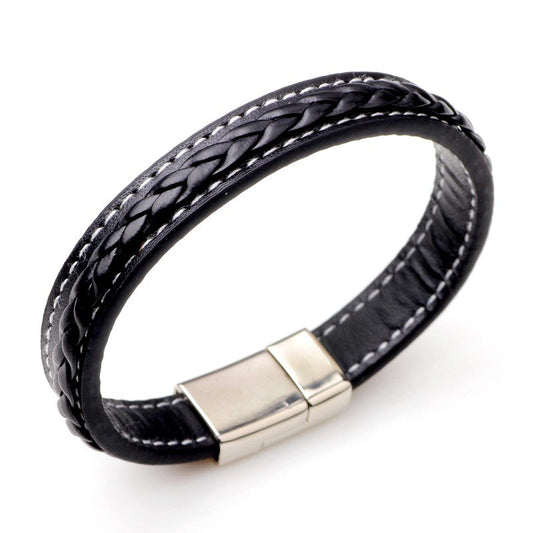 Bracelet acier inoxydable cuir