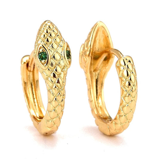 Boucles d'oreilles Créoles serpent vert