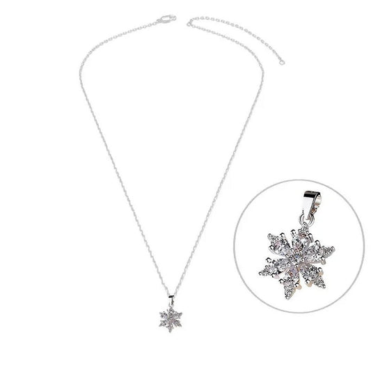 Collier argent 925 flocon zirconiums sertis