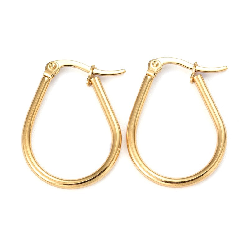 Boucles d'oreilles femme en acier inoxydable doré Créoles gouttes
