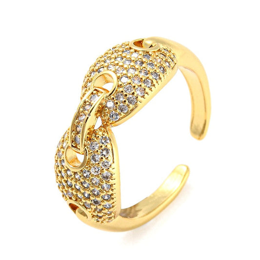 Bague femme réglable entrelacé diamants CZ