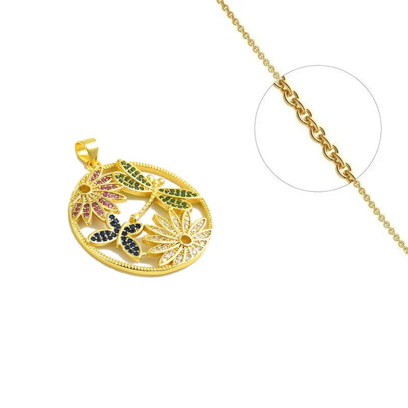 Collier chaîne pendentif nature zirconiums sertis