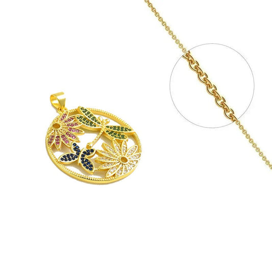 Collier chaîne pendentif nature zirconiums sertis