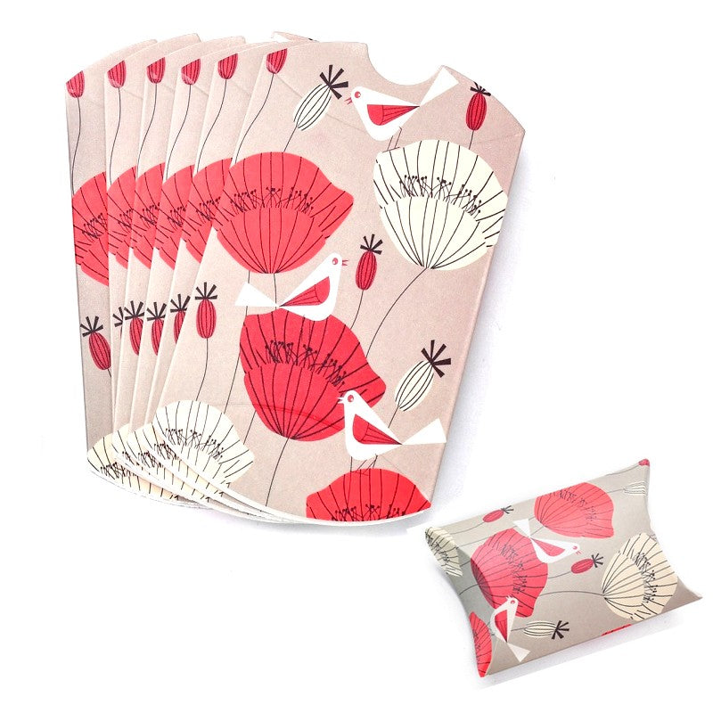 Lot de 10 berlingots oreillers boites cadeaux motif coquelicots