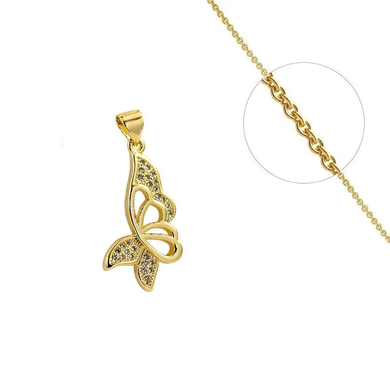 Collier pour femme pendentif papillon serti de zirconiums