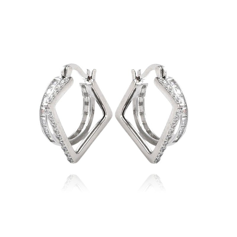 Boucles d'oreilles rhodiées zirconiums blanc