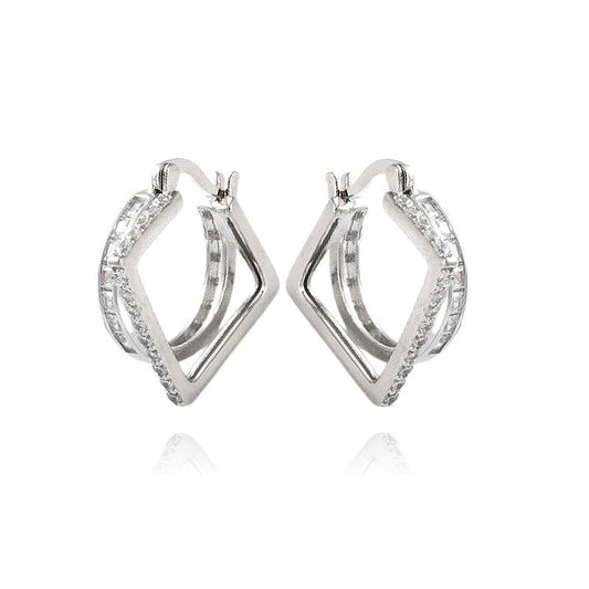 Boucles d'oreilles rhodiées zirconiums blanc