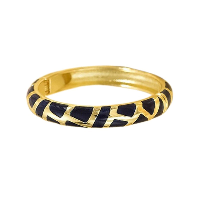 Bracelet pour femme - jonc émail doré or et noir 18k