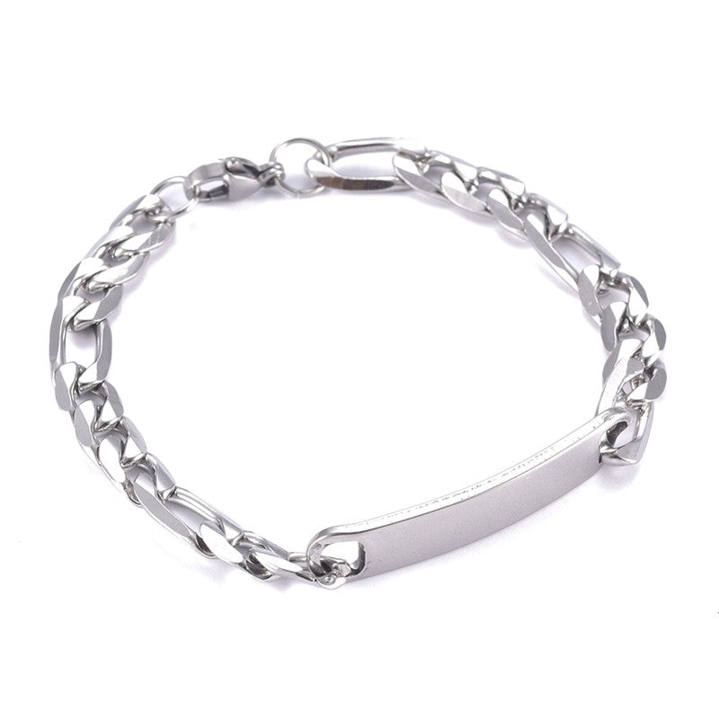 Bracelet gourmette acier inoxydable plaque à graver