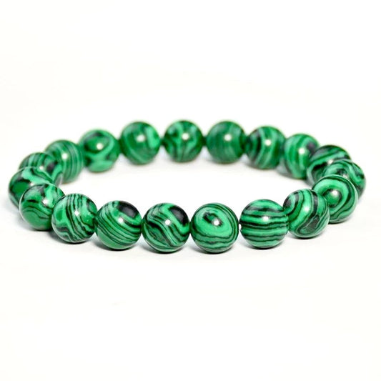 Bracelet pour Homme ou Femme - Pierre naturelle 10 mm - Malachite