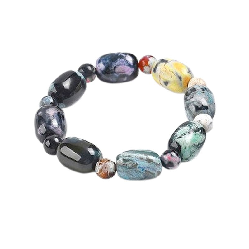 Bracelet femme acier inoxydable pierres naturelles agate