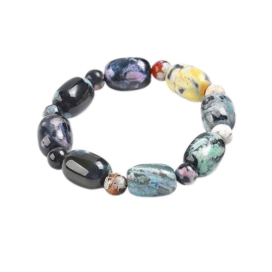 Bracelet femme acier inoxydable pierres naturelles agate