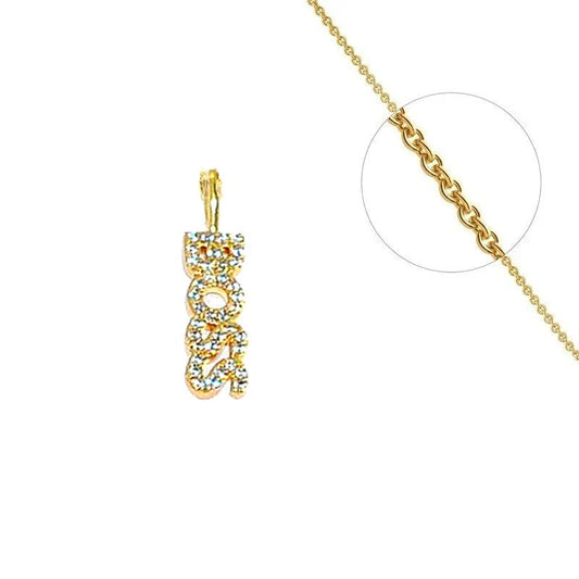 Collier chaîne et son pendentif Boss serti de zirconiums