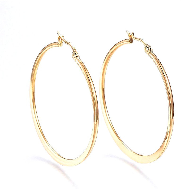 Boucles d'oreilles femme en acier inoxydable dorées Créoles 45 mm
