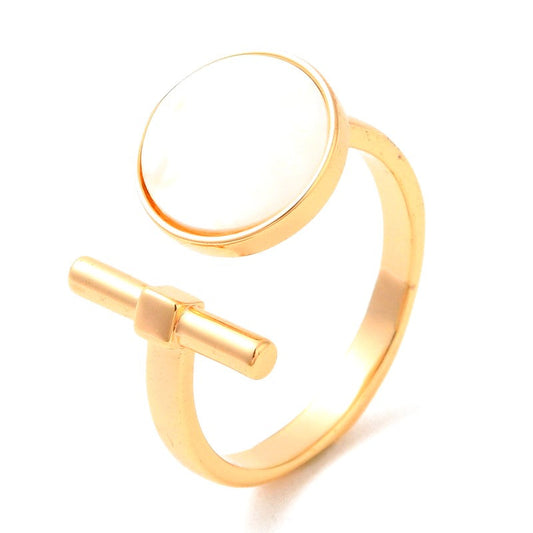 Bague femme réglable rond coquillage