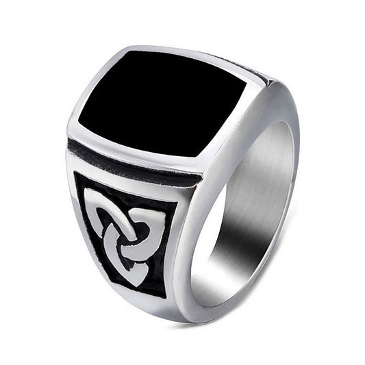 Bague acier inoxydable chevalière argenté