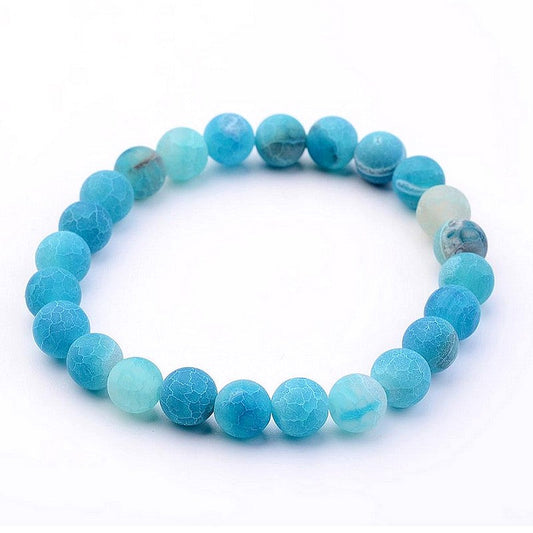 Bracelet pour homme ou femme pierres naturelles agate patinée bleu