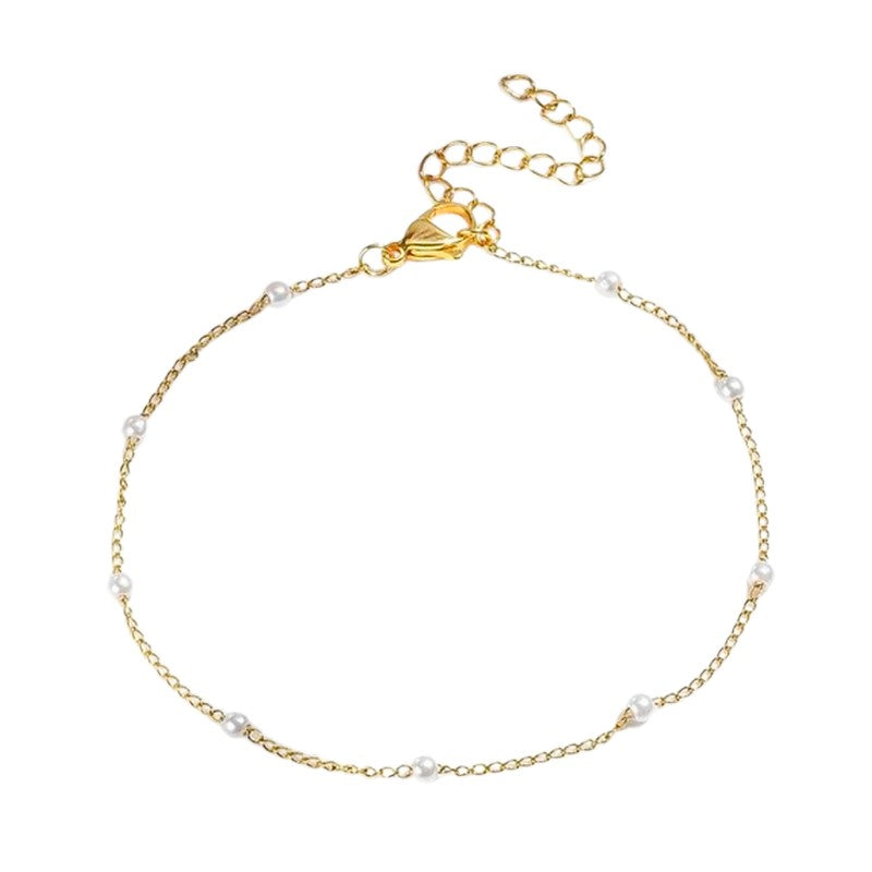 Chaîne de cheville en acier inoxydable perles de verre