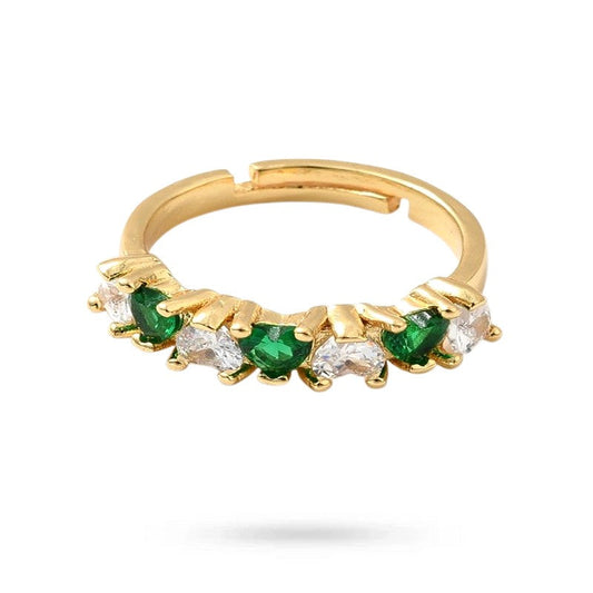 Bague femme réglable diamants CZ couleurs sertis