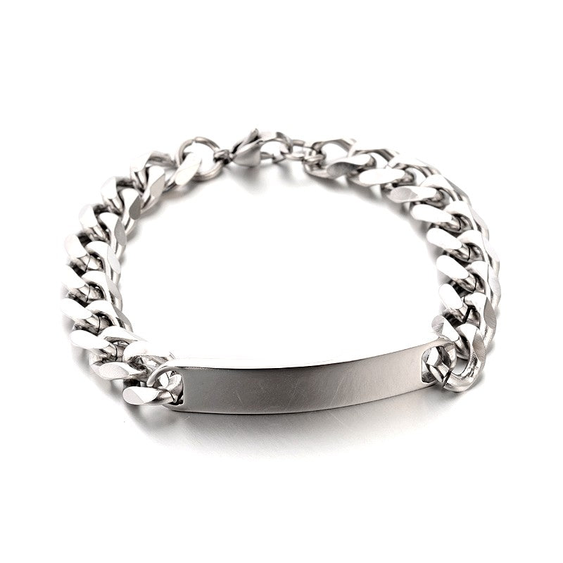 Bracelet gourmette acier inoxydable argenté