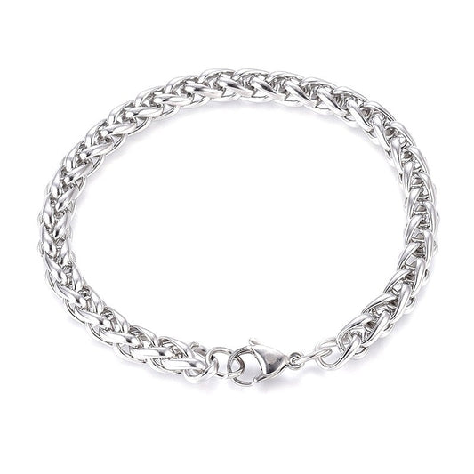 Bracelet gourmette acier inoxydable maille entrelacé