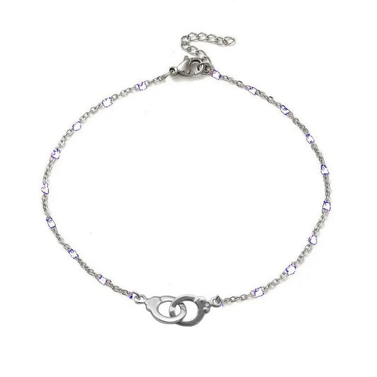Chaîne de cheville acier inoxydable breloques menottes