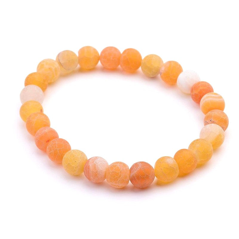 Bracelet pour homme ou femme pierres naturelles agate patinée orangé