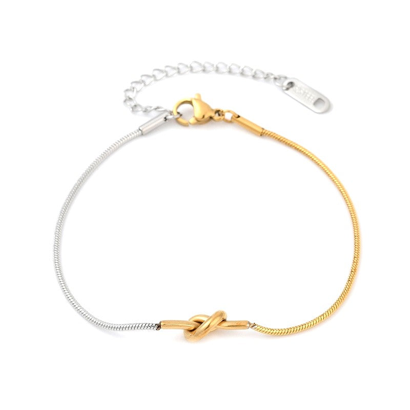 Bracelet fin en acier inoxydable nœud couleur argent et or
