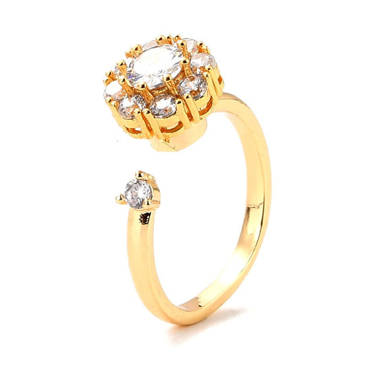 Bague femme réglable diamant CZ rotatif