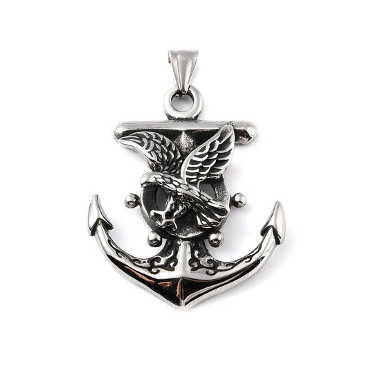 Pendentif acier 316 inoxydable Gothique Rock ou Biker - encre de marine Aigle