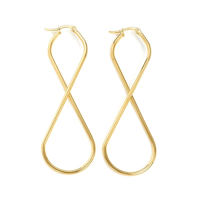 Boucles d'oreilles femme en acier inoxydable Créoles huit