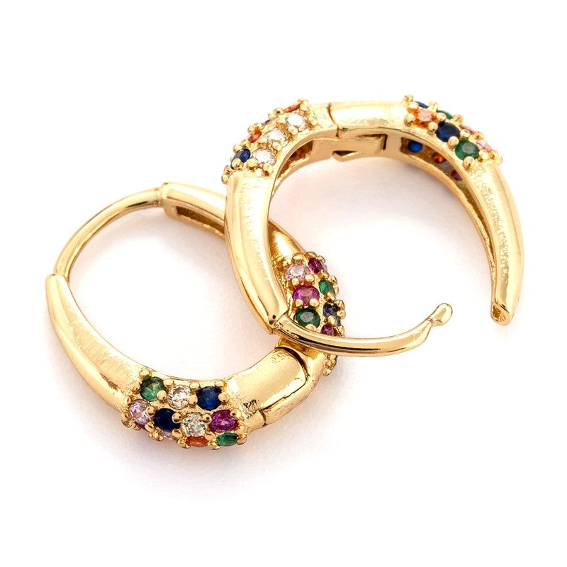 Boucles d'oreilles tombantes Créoles CZ colorées