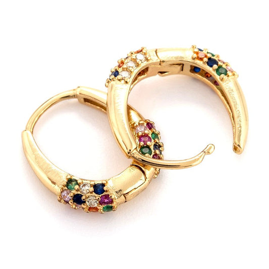 Boucles d'oreilles tombantes Créoles CZ colorées