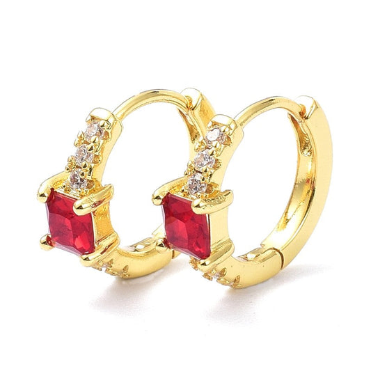 Boucles d'oreilles Créoles diamant CZ rouge