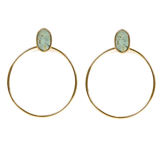 Boucles d'oreilles tombante Rihanna acier inoxydable pierres naturelles turquoise d'Afrique