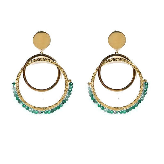 Boucles d'oreilles pendantes Laurie acier inoxydable pierres naturelles turquoise d'Afrique