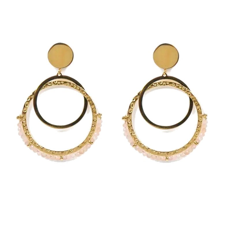 Boucles d'oreilles pendantes Laurie acier inoxydable pierres naturelles cornaline