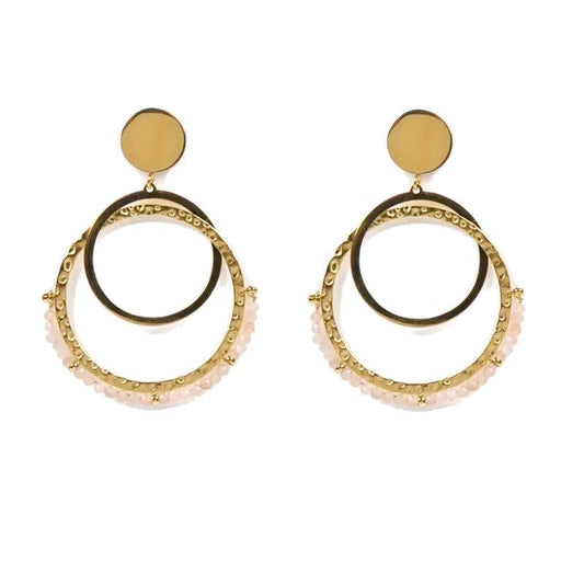 Boucles d'oreilles pendantes Laurie acier inoxydable pierres naturelles cornaline