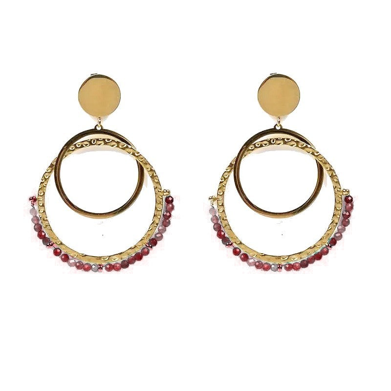 Boucles d'oreilles pendantes Laurie acier inoxydable pierres naturelles tourmaline