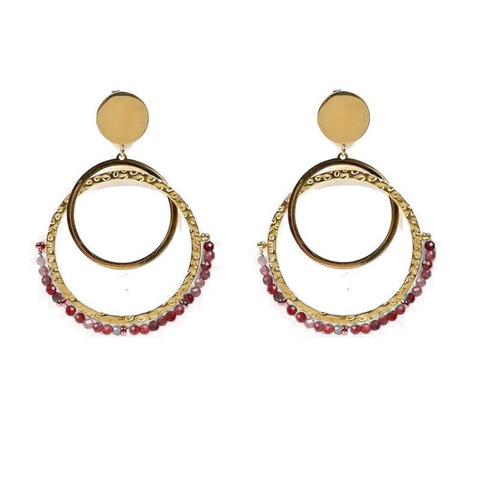 Boucles d'oreilles pendantes Laurie acier inoxydable pierres naturelles tourmaline