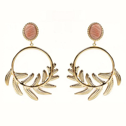 Boucles d'oreilles pendante Sohane acier inoxydable pierres naturelles du soleil