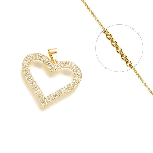 Collier chaîne et pendentif cœur zirconiums sertis
