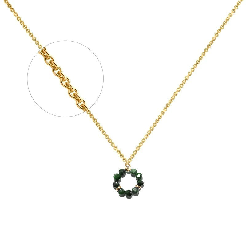 Collier acier inoxydable 9 pierres naturelles turquoise d'Afrique