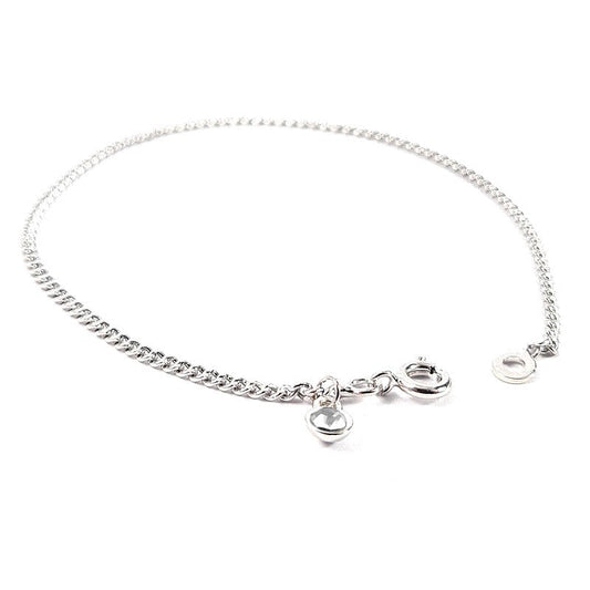 Bracelet rhodié pour femme chaîne avec breloque blanc